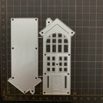 plaque découpée scrapbooking motifs architecturaux fenêtres toits blanc architectural papier cartonné