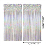 rideau frange argent doré effets holographiques moderne festif adhésif double face deux pièces one