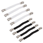 attaches drap housse clips métalliques noir blanc côtelé texturé minimaliste organisation domestique chambre