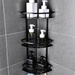 étagère salle bain adhésive noir argenté moderne minimaliste niveaux rondes perforées 10kg charge