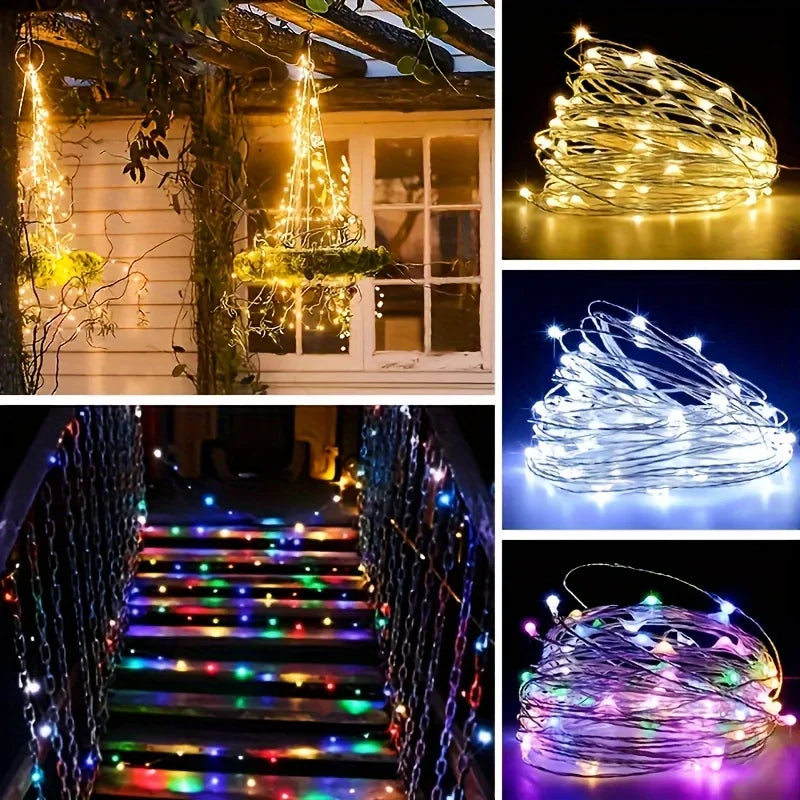 guirlande lumineuse led blanc multicolore fil cuivre controle remote modes decoration intérieure extérieure festive