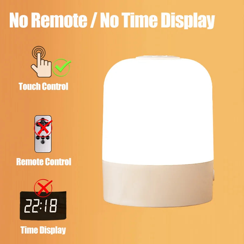 lampe chevet rechargeable led beige blanche ombre douce minimaliste affichage heure télécommande port usb