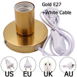 socle e27 argenté câble 1m8 interrupteur moderne lampe vis certification
