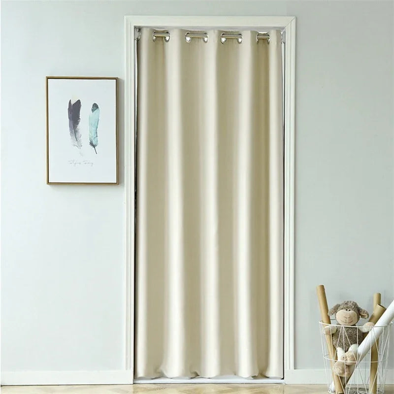 rideau porte uni opaque moderne beige noir vert foncé jaune polyester