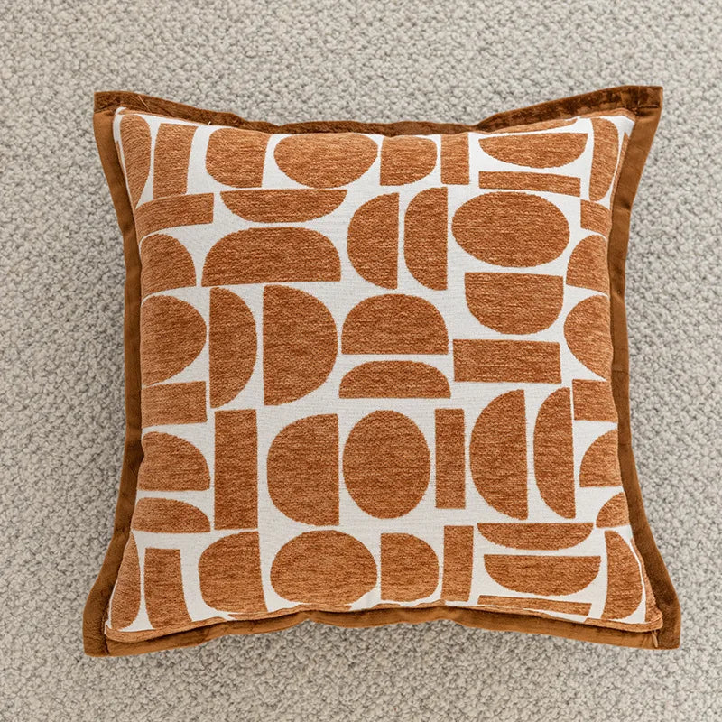 housse coussin polyester géométrique moderne marron blanc décoration canapé voiture