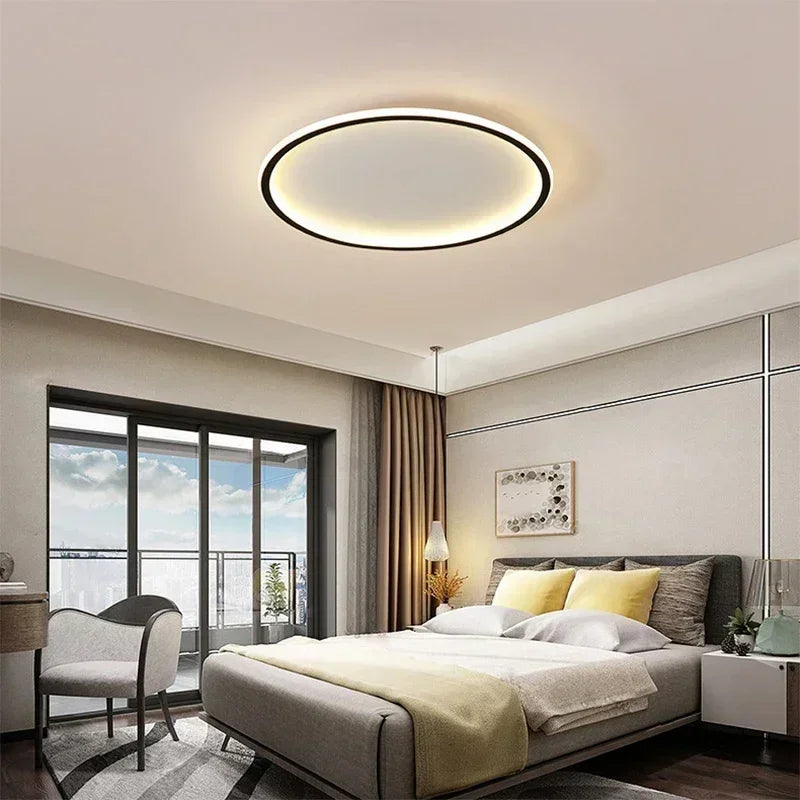 Plafonnier LED moderne blanc rond lisse 50cm 80cm chambre salon