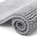 tapis bain microfibre gris clair moderne antidérapant absorbant large salon chambre