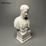 statue blanche buste romain armure antique ciment socle multiple décoration intérieure classique européen