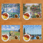 Napperon en lin Claude Monet sur une table de salle à manger