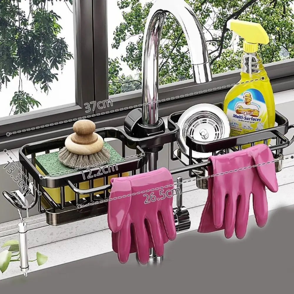 porte savon moderne porte accessoires cuisine noir finition lisse fixations brosse gant serviette