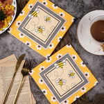 serviettes papier abeilles fleurs décoratives folkloriques 16.5cm 33cm 20 pièces pack festif