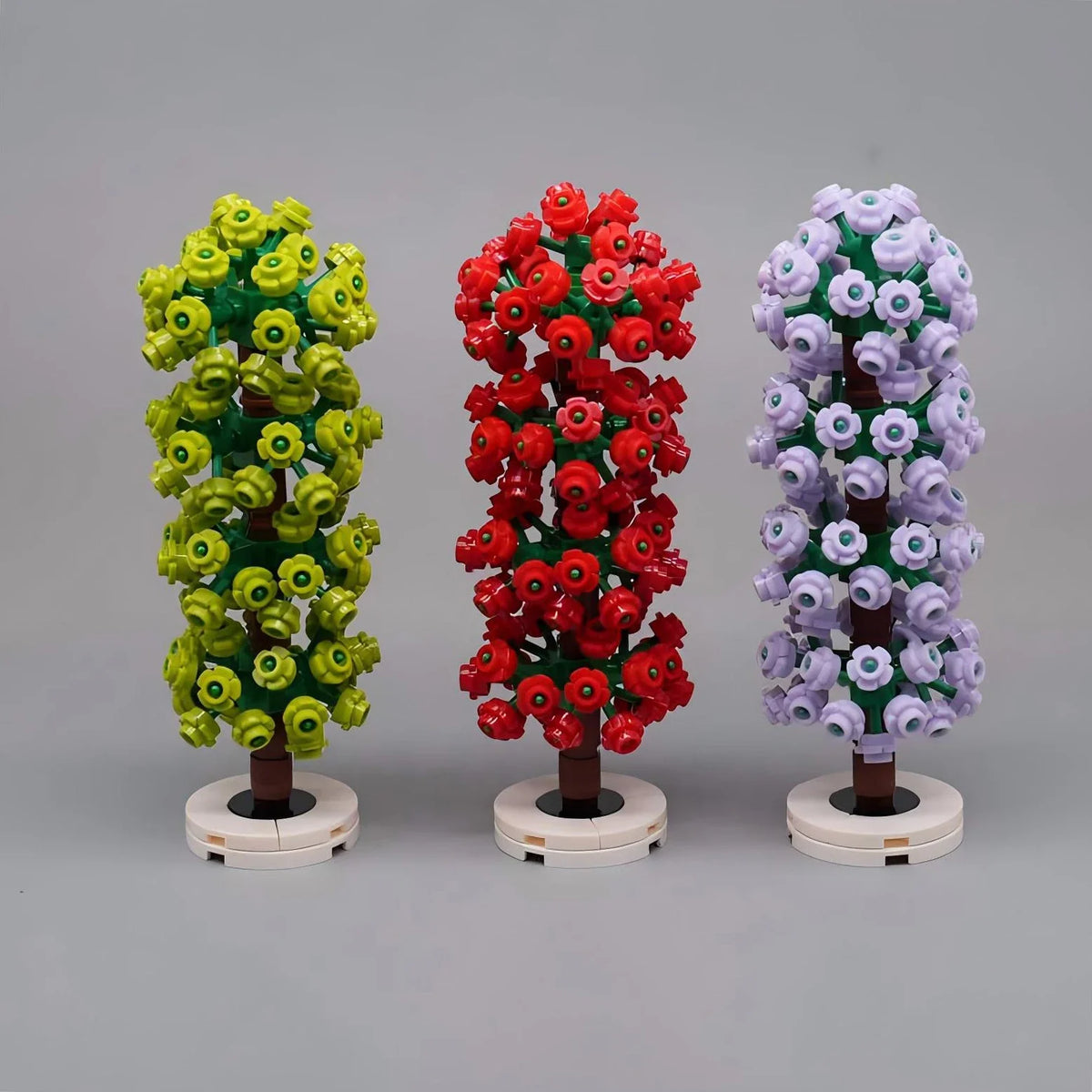 arbres miniatures créatifs fleurs roue dentée couleurs vives base plate naturelle