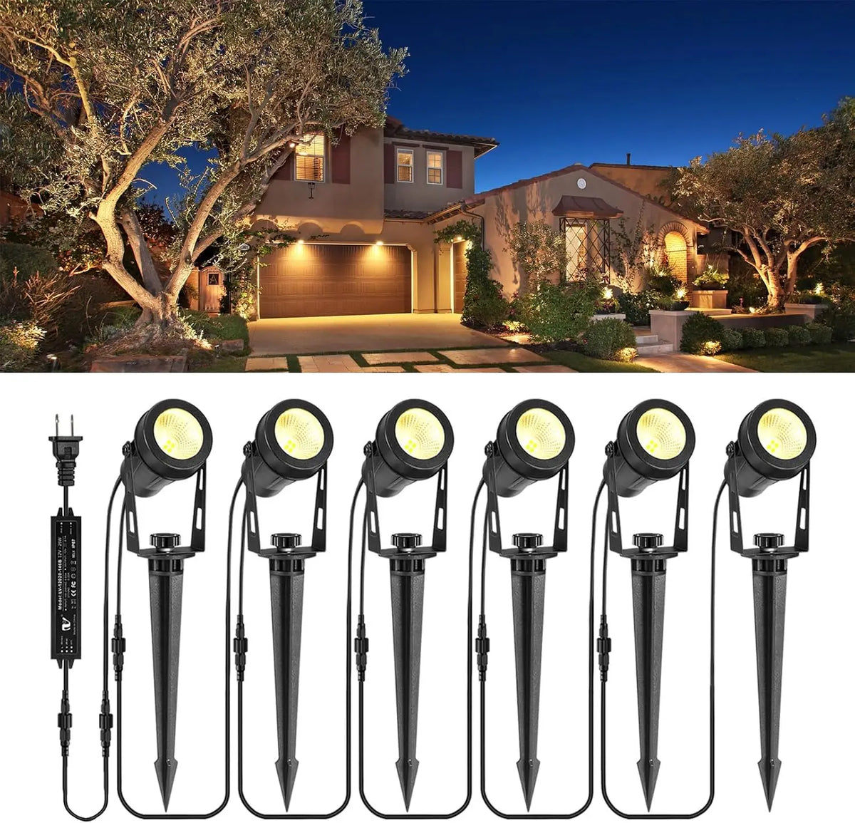 spots lumineux paysage ip65 moderne 12v led pack noir étanche transformer