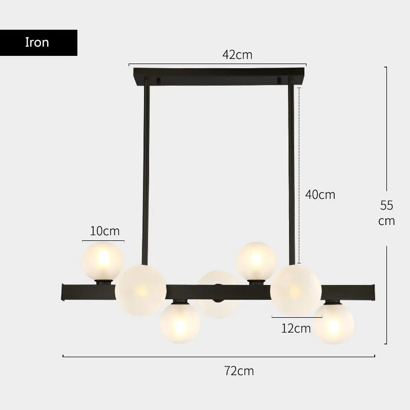 suspension lumineuse moderne boules translucides or blanc ampoules led 12 têtes cuivre