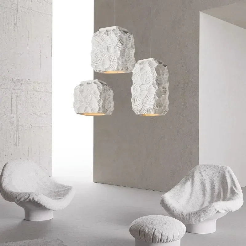 lampe suspendue moderne feuilles stylisées blanc gris 38cm 43cm