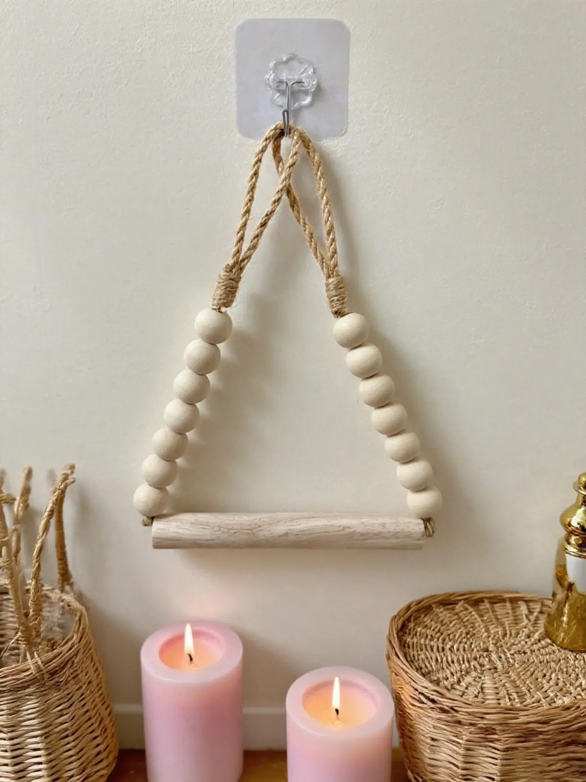 porte rouleau papier toilette blanc bois corde boho rustique suction chambrehôtelDecorationMaison