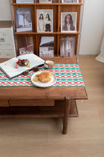 chemin table moderne motif géométrique vert rouge blanc polyester coton décoration table maison