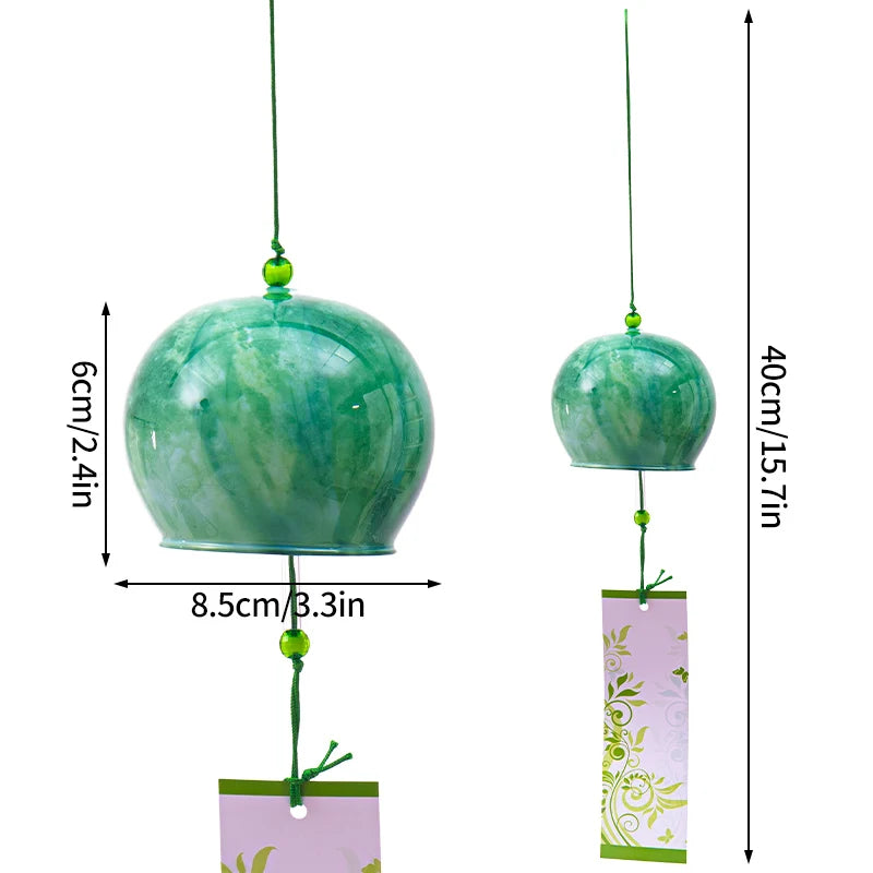 mobiles vent japonais verre transparent poissons chats décor extérieur rouge vert bleu blanc