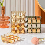 présentoir cosmétique transparent moderne boîte rangement maquillage acrylique 10 gonds doré minimaliste