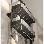 étagère douche adhésive aluminium moderne multifonctionnelle stable argente argentée lisse opaquet rechargeable