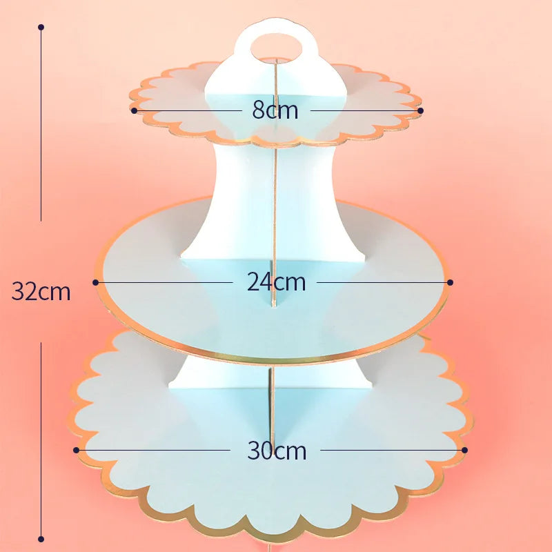 support cupcakes iridescent moderne rayures horizontales motifs floraux dorés anniversaire festive