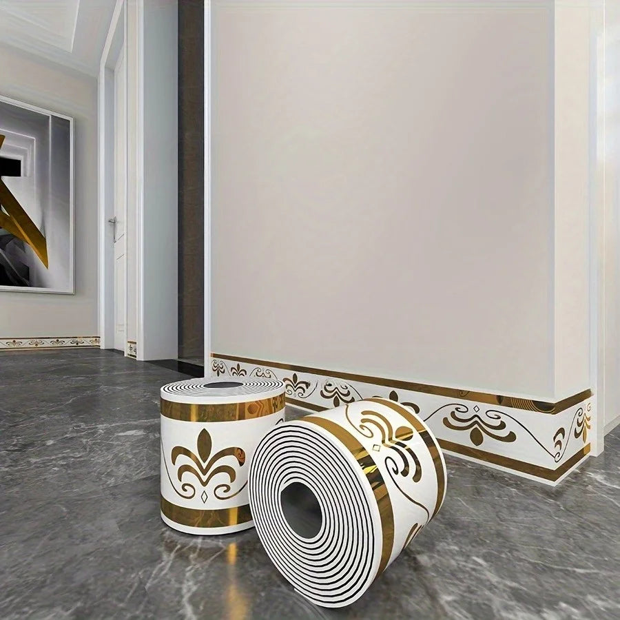 ruban decoratif autoadhésif moderne blanc or gris 500cm 10cm imperméable pvc