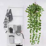 plantes artificielles suspendues feuilles ovales vigne moderne anneaux métalliques extérieur intérieur decoration