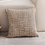 housse coussin géométrique polyester texture douce nordique moderne marron clair beige foncé