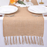 chemin table toile jute beige rustique serviettes décoration salle manger