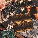 papier decoratif feuilles noires fond sombre feuilles blanches fond clair artisanal noir orange gris