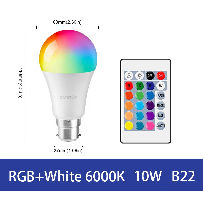 ampoules led rgb blanc multicolore transparentes modernes télécommande e27 e14 gu10
