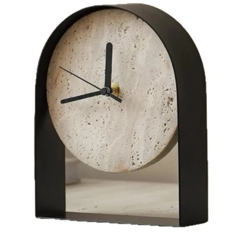 horloge table moderne statue pierre naturelle beige noir doré minimaliste