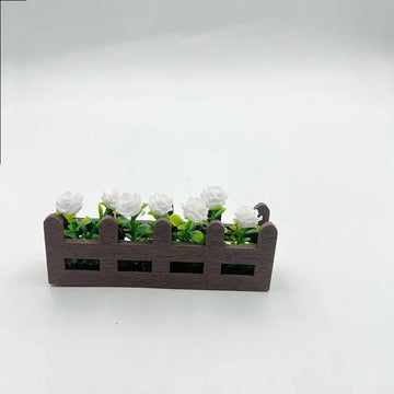 fleurs artificielles miniature jardin decoration pot rose blanche bleue verte