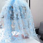 tissu brodé 3D papillons arc ciel noir rose bleu translucide couture décoration mariage