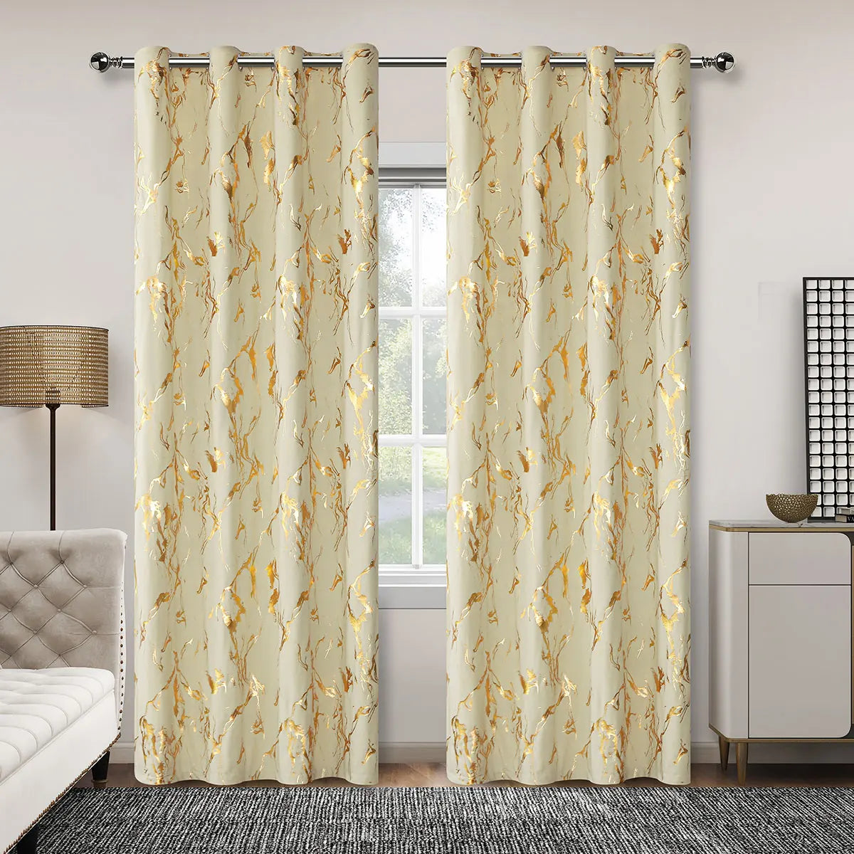 rideaux moderne motif doré abstraits polyester européen français chambre salonhôtel