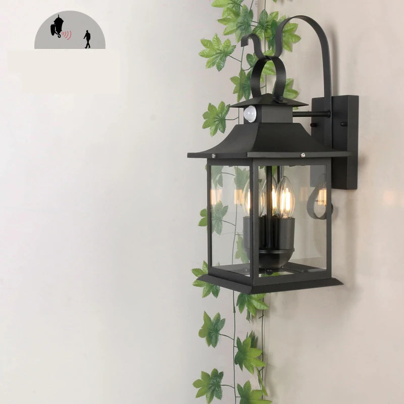 lampe murale noire transparente classique éclairage automatique moderneintérieurextérieur