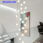 suspension lumineuse moderne transparente cristal ampoules led 200cm haute luminosité