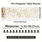 chemin table blanc or imprimé chiffres dorés étoiles abstrait fête anniversaire rouleau 28cm longueur