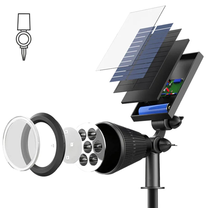 lumière solaire extérieure ip65 led rgb réglable moderne noire multicolore