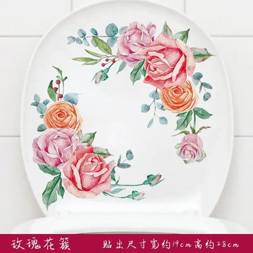 cache siège toilette blanc fleurs pivoines clips réaliste minimaliste moderne