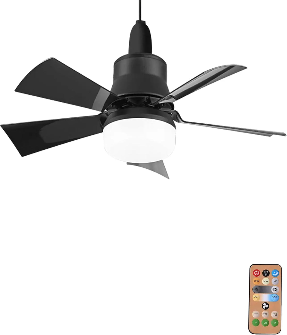 ventilateur moderne lampe led télécommande variateur intensité noir blanc minimaliste