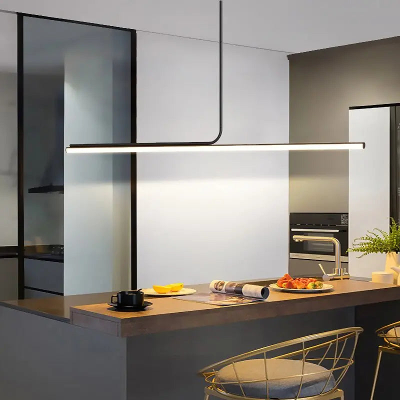 lampe suspendue led moderne noire blanche lisse intérieure table bar