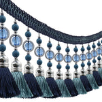 franges perlées bicolores tissu décoratif rideau bordure élégante tressées turquoise bleu rose