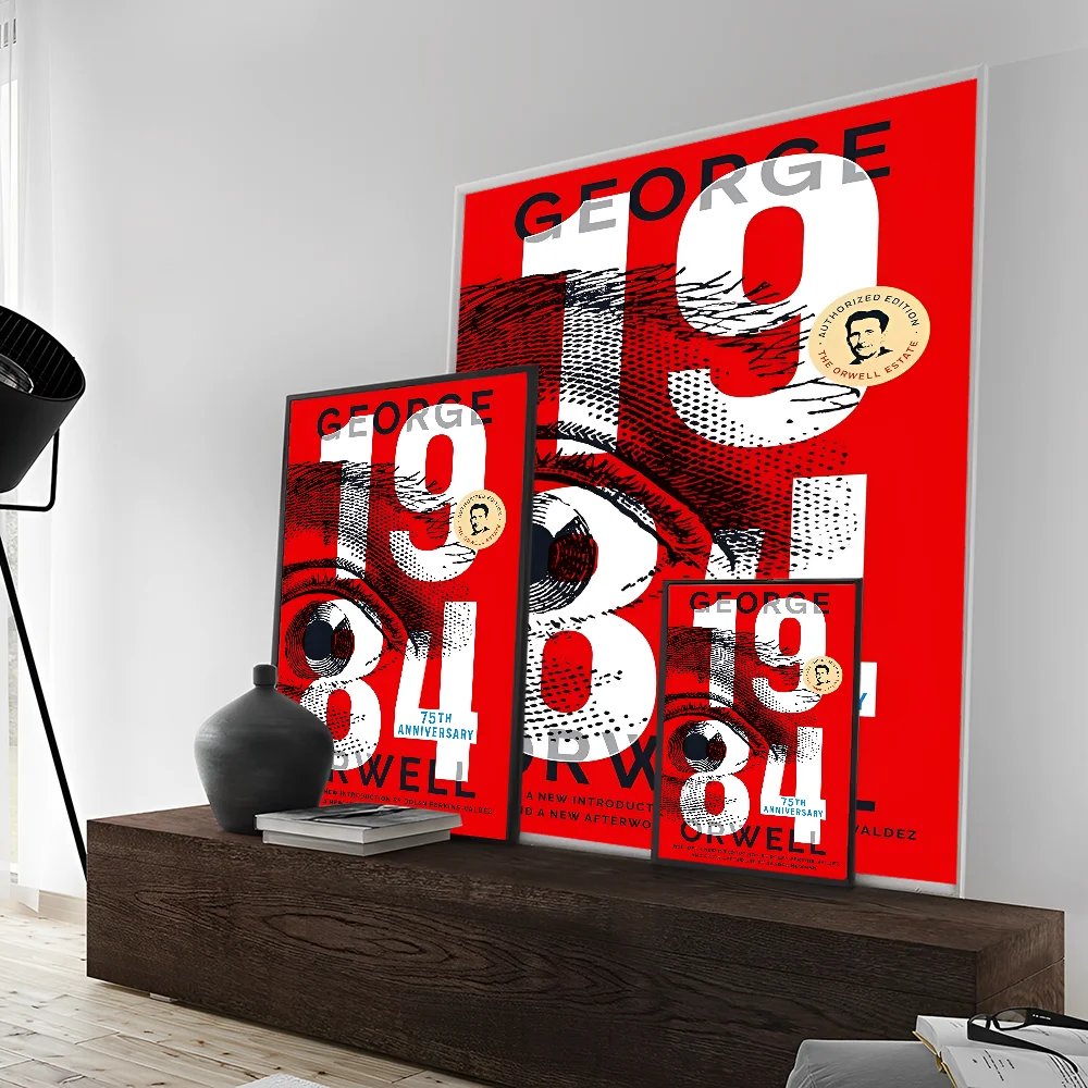 affiches pop art révolutionnaires géorges orwell 1984 graphiques abstrait oeil stylisé rouge noir beige