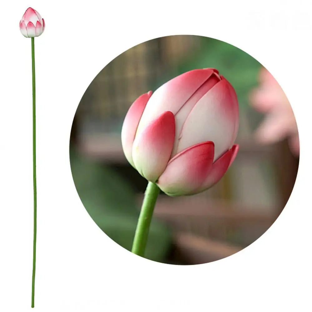 fleur artificielle lotus tige longue décoration intérieure vert rose blanc naturel détaillé Pods Feuilles