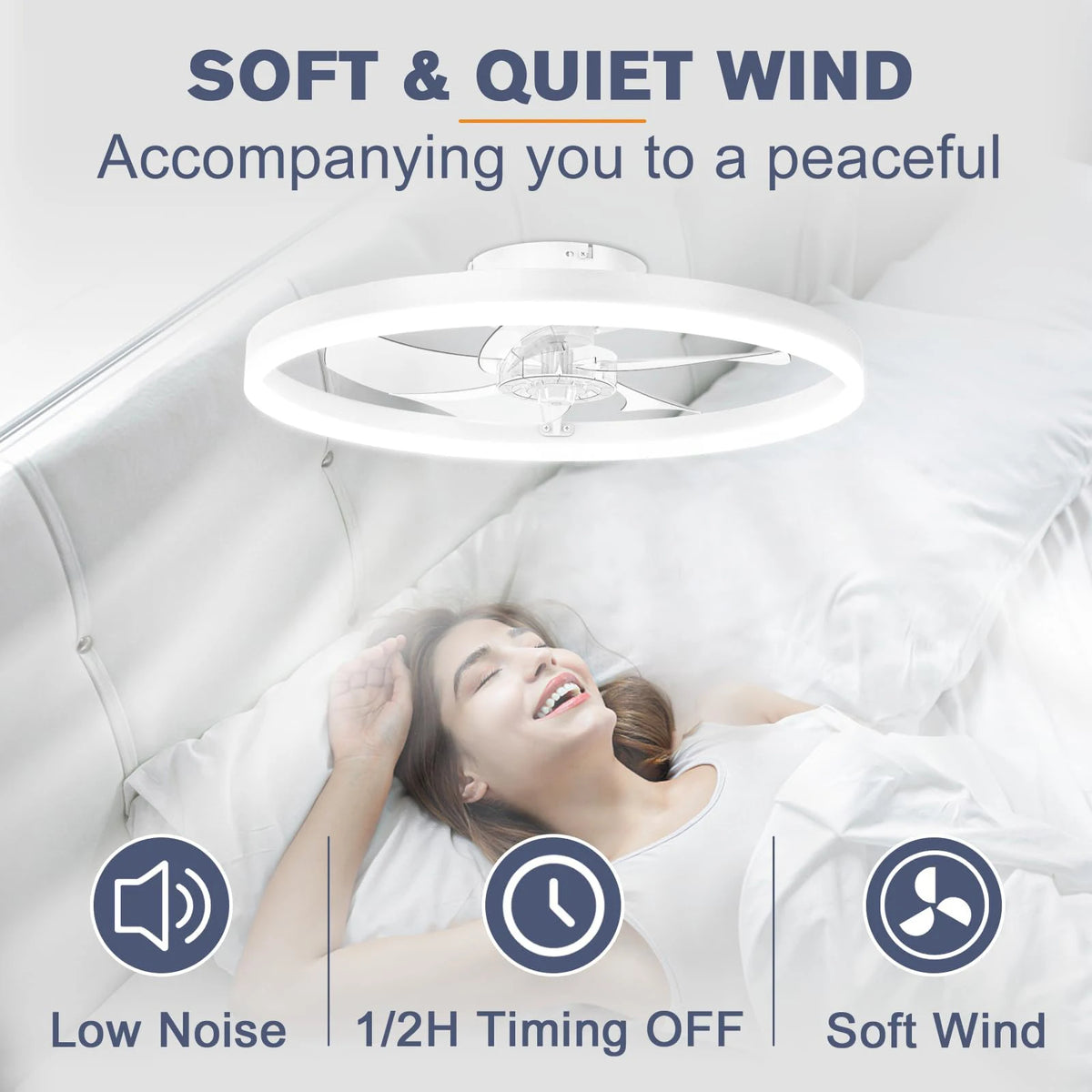 ventilateur led noir blanc moderne télécommande variateur intensité lumineuse minimaliste