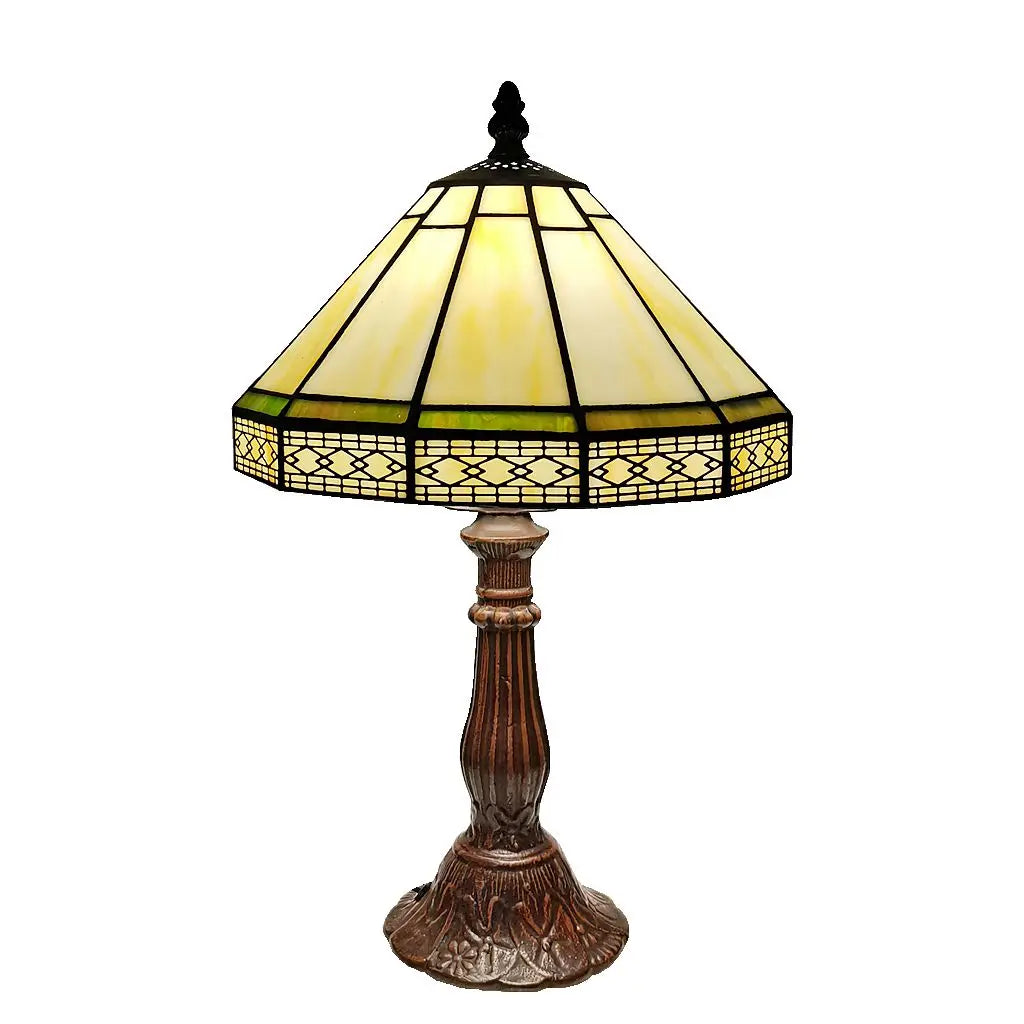 lampe table géométrique tiffany verte beige noire opaque vintage aluminium led