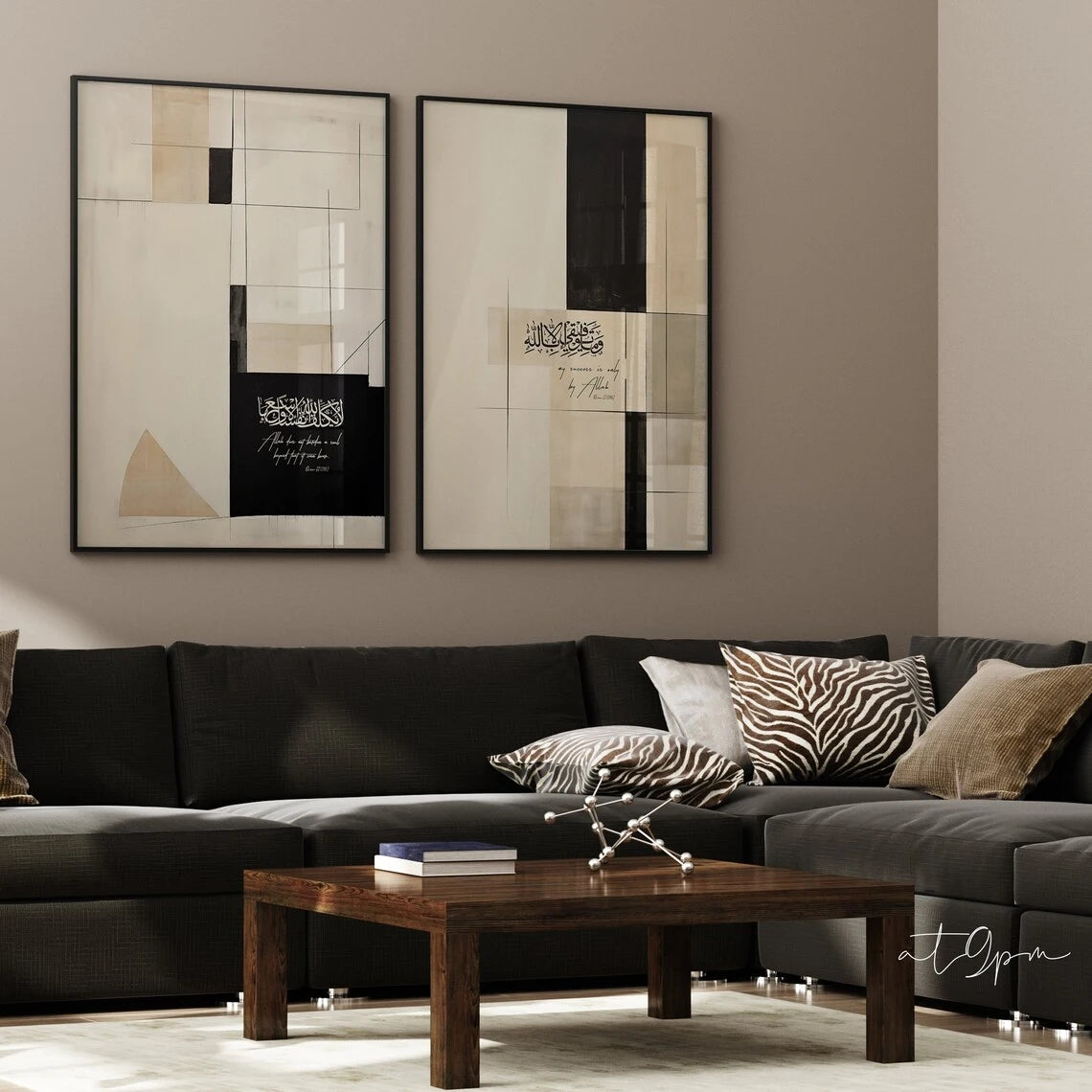 affiches abstraites contemporaines salon chambre béton gris minimaliste