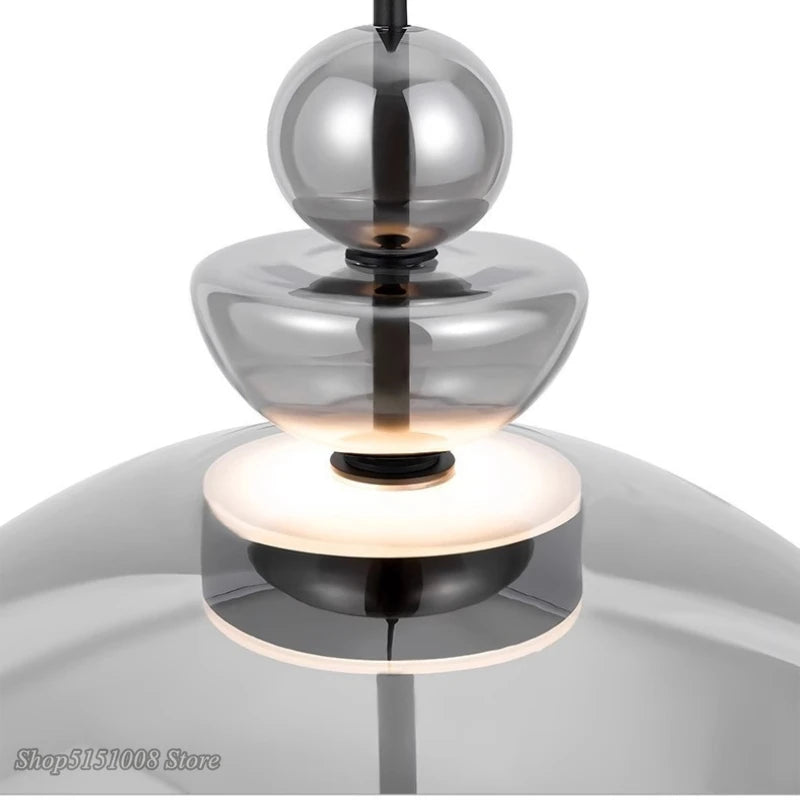 suspension lumineuse moderne transparente noir minimaliste led pendentif simple salle manger cuisine bar restaurant