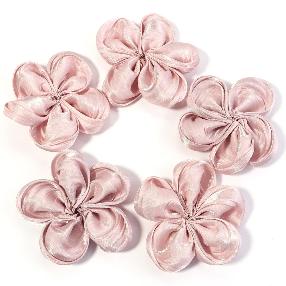 fleurs artificielles tissu satinées rose beige gris orange bleu jaune clips cheveux décoration bricolage